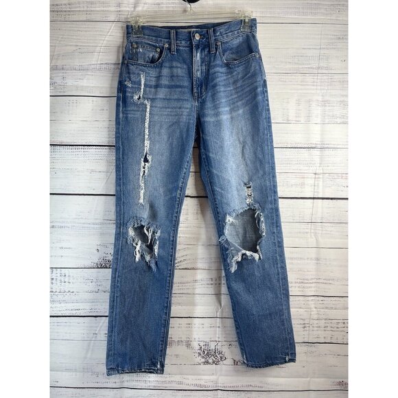 Madewell Jeans Adult 27 Blue Denim Perfect Vintage Distressed Womens - Picture 7 of 12